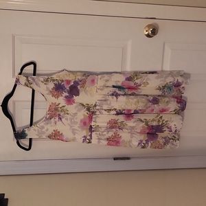NWT Charming Charlie Floral Print Dress in Cream, Rose, & Violet, M